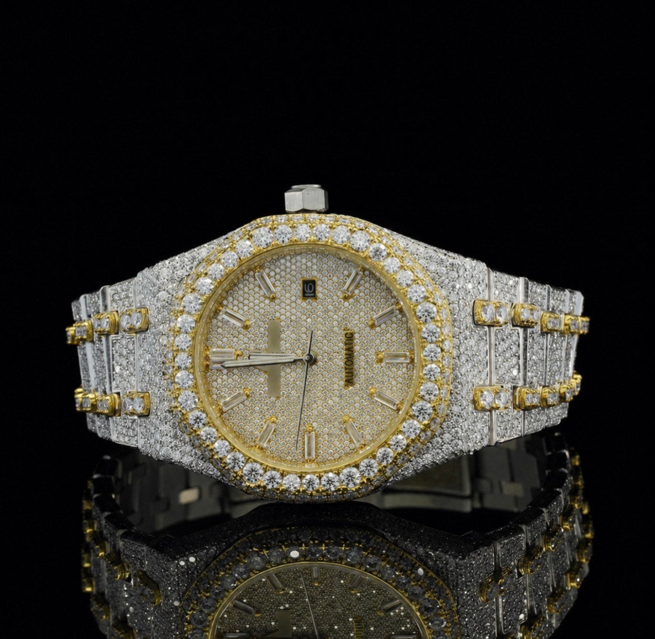 Iced Out Moissanite Diamond Automatic And Wrist Watch For Men