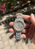Luxury Two-Tone Iced-Out Automatic Watch – Full Diamond-Paved Gold & Silver Edition